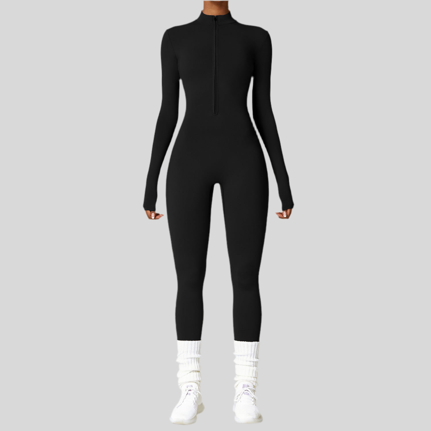 Zippered Long Sleeve Bodysuit Full Body