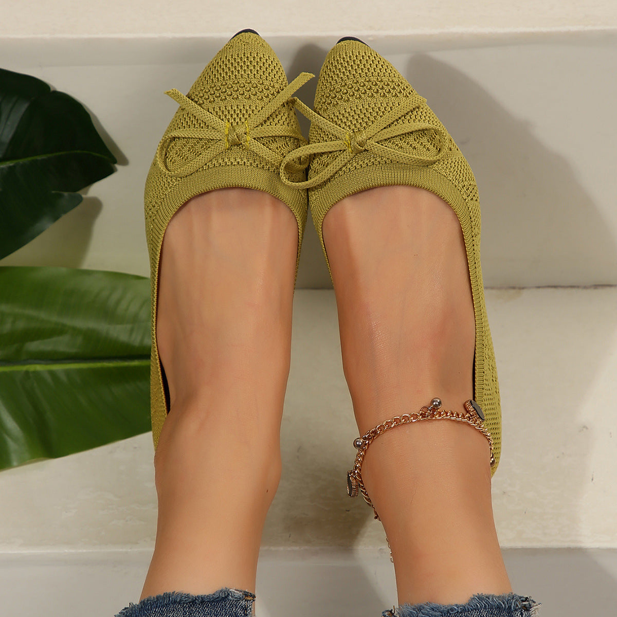 Pletene mokasine s mašnom