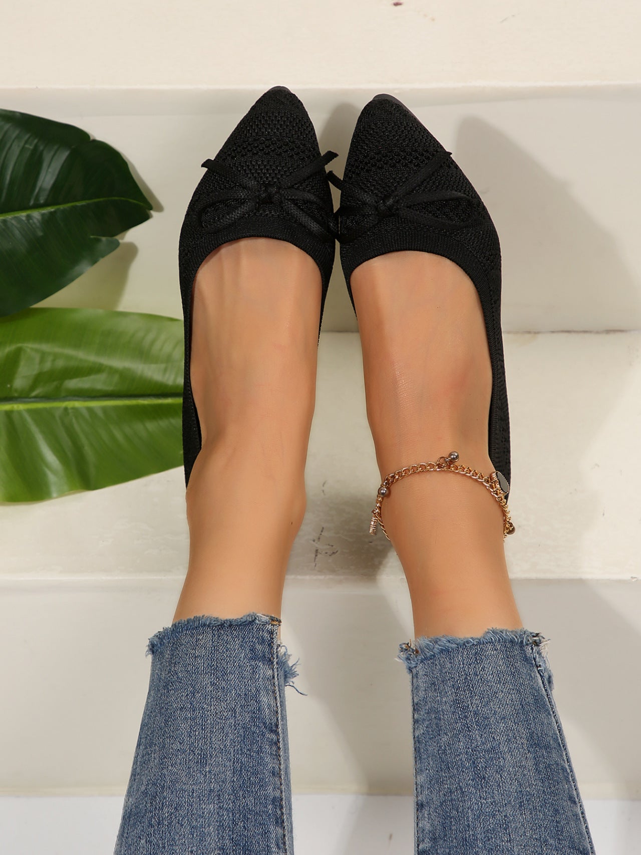 Pletene mokasine s mašnom