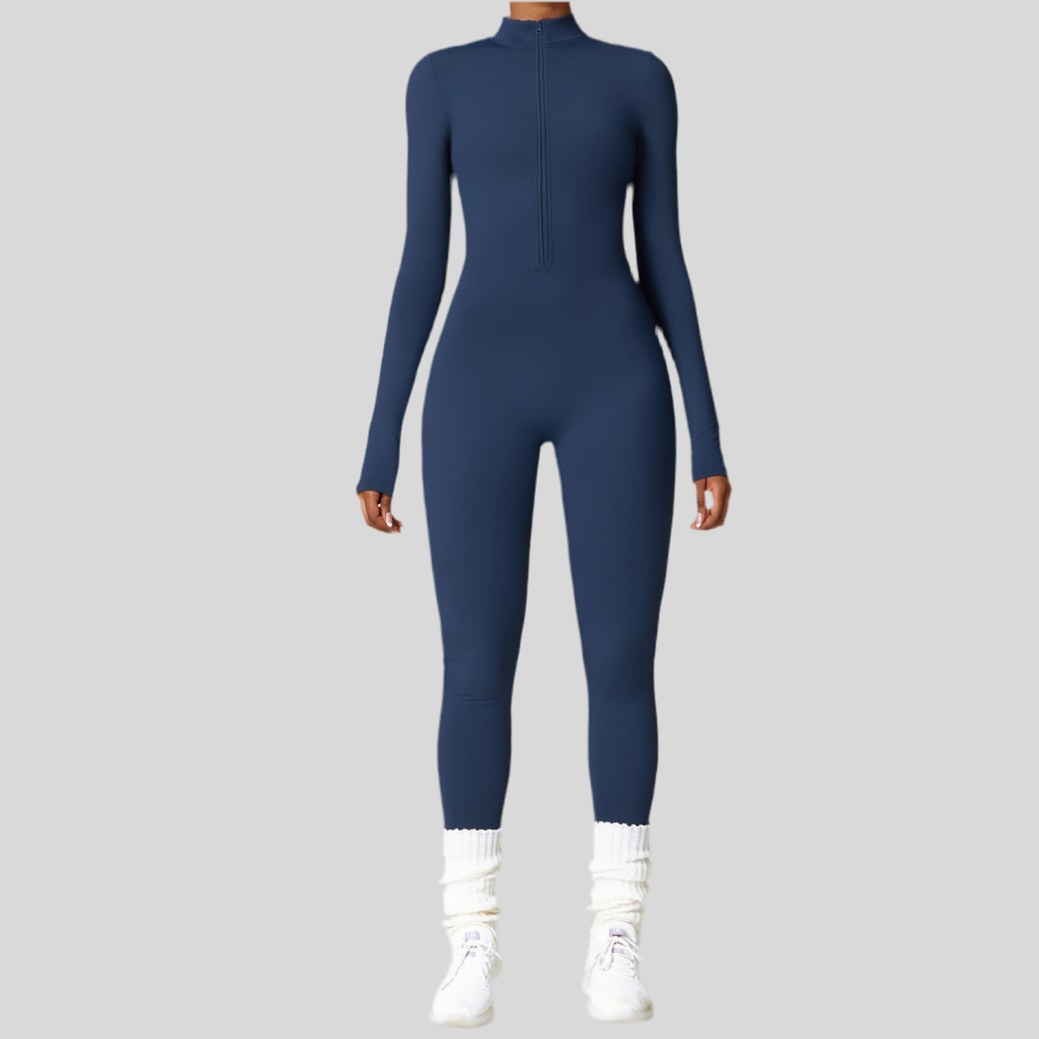 Zippered Long Sleeve Bodysuit Full Body