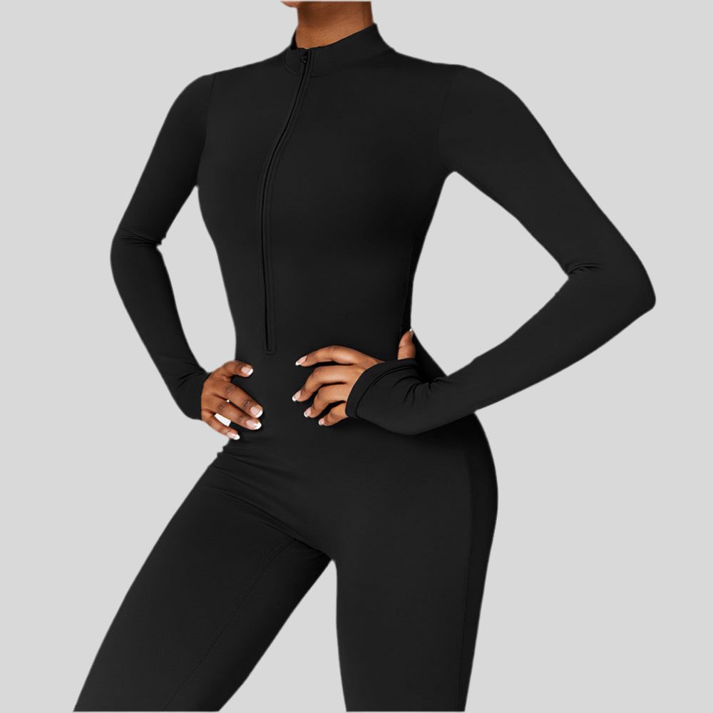 Zippered Long Sleeve Bodysuit Full Body