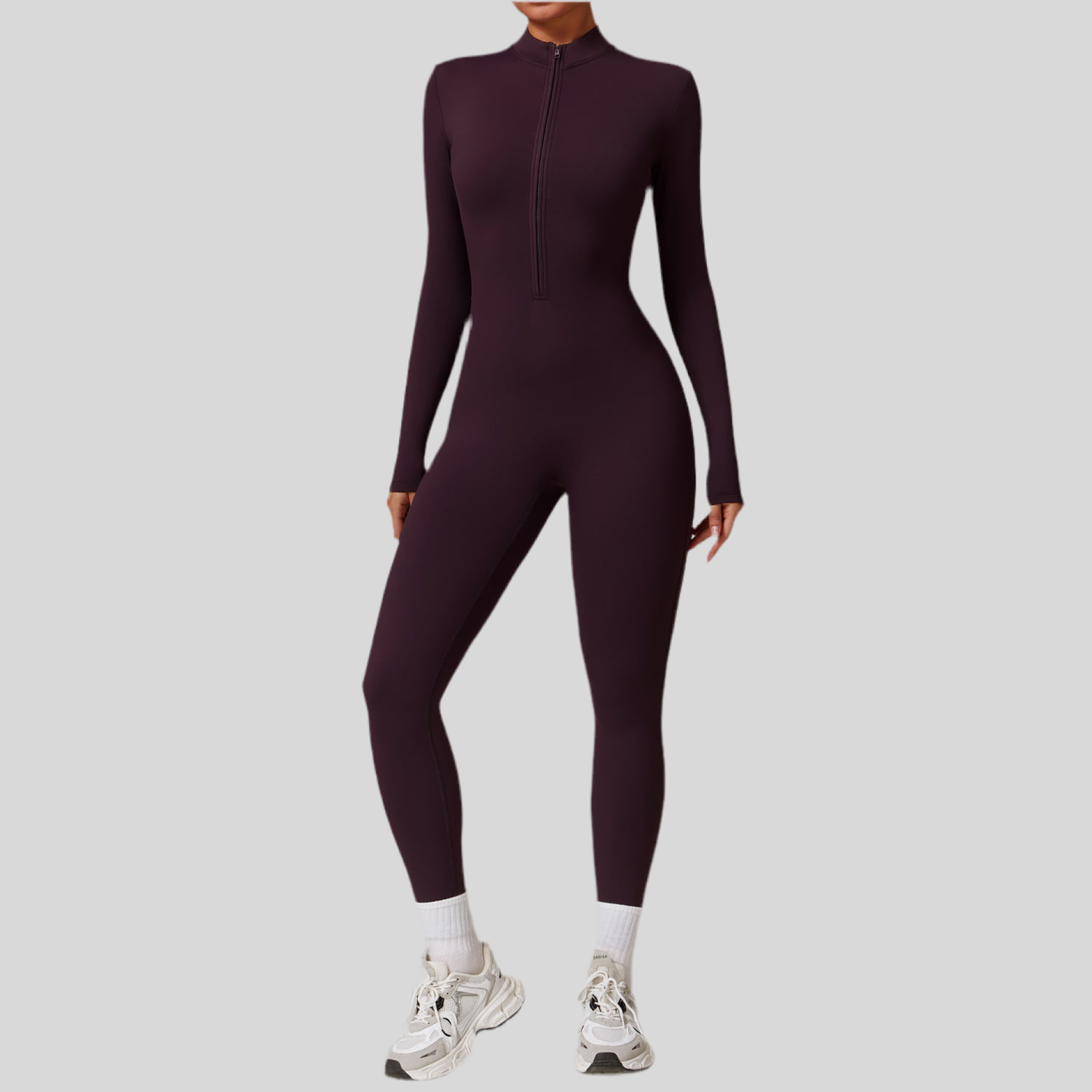 Zippered Long Sleeve Bodysuit Full Body