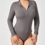 Long Sleeve Zippered Thong Bodysuit