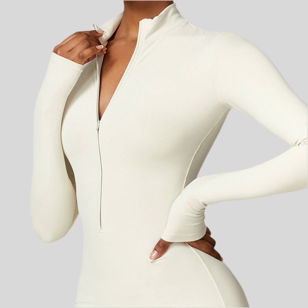 Zippered Long Sleeve Bodysuit Full Body