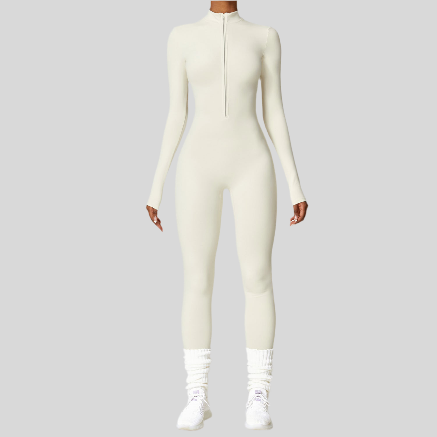 Zippered Long Sleeve Bodysuit Full Body