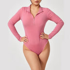 Long Sleeve Zippered Thong Bodysuit