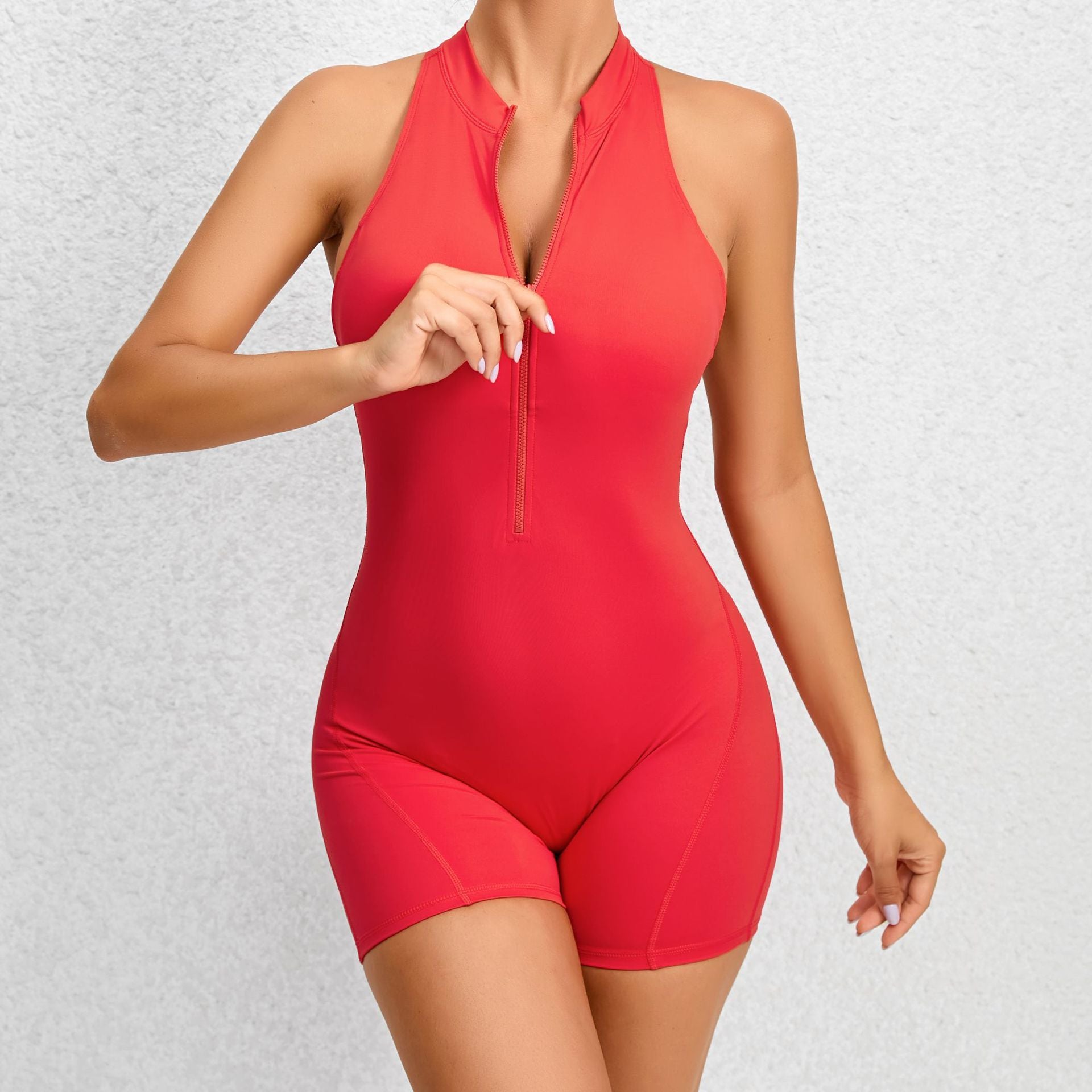 Zippered Bodysuit Shorts